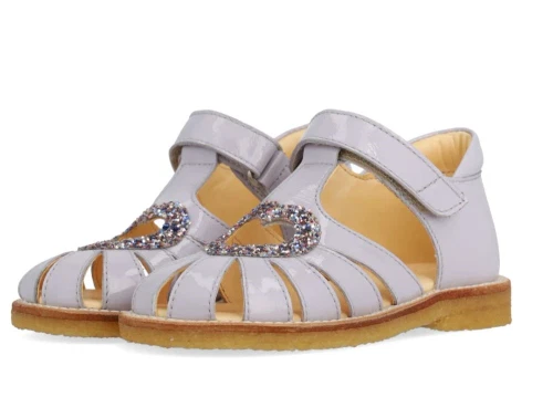 Angulus sandal lilla pastel med glimmerhjerte (smal)